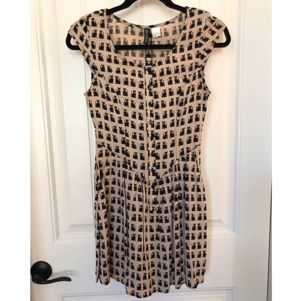 Kittycat Silhouette Button-Up 50s Inspired Dress